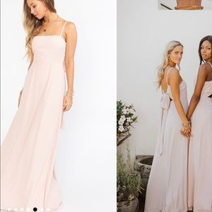 Dusty blush crisp Lauren tie bridesmaid dress